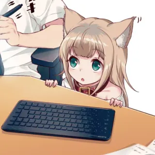 🍨 Anime, Ragazza gatto, Disegno, Tastiera whatsapp sticker