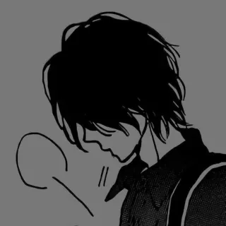 🖤 动漫, 漫画, 悲伤, 单色, 情感, 素描 telegram sticker