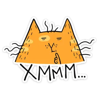 🤔 XMM... gato, animal, desenho animado, dedo, expressão, sussurro telegram sticker