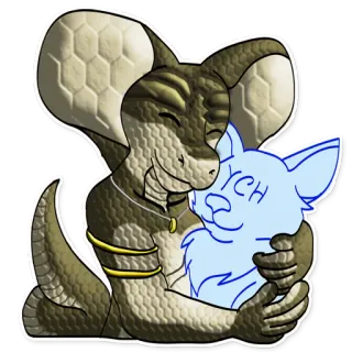 🤗 YCH cobra, cobra, animal, abraço, afeição, peludo, antro telegram sticker