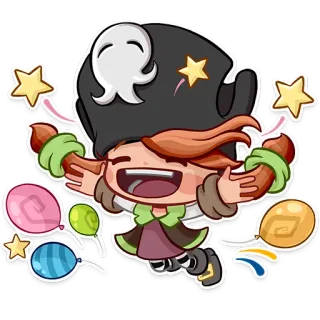 😄 Cartoon, Pirat, Party, Feier, Luftballons, Sterne, Figur, Süß whatsapp sticker