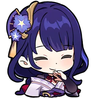 😊 Raiden Shogun Genshin Impact アニメ, ゲーム, 原神, 雷電将軍, ちびキャラ, かわいい telegram sticker