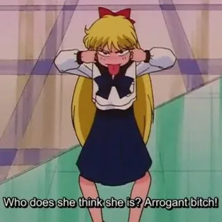😠 Who does she think she is? Arrogant bitch! Anime, Kartun, Kasar, Menyinggung, Jalang whatsapp sticker