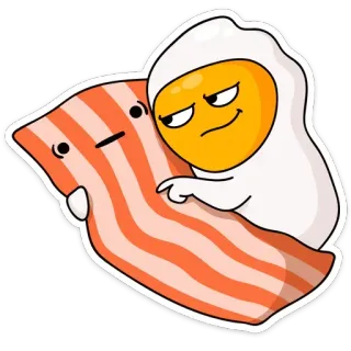 🤗 telur, bacon, makanan, sarapan, kartun, stiker, imut telegram sticker