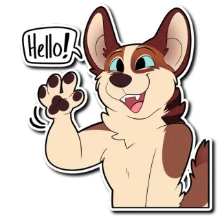 👋 Hello! perro, peludo, dibujos animados, amigable, saludo, animal telegram sticker