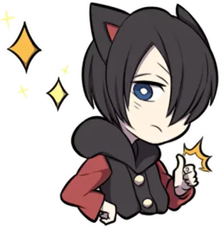 👍 Katzenohren, Anime, Chibi, Glitzer, Daumen hoch telegram sticker