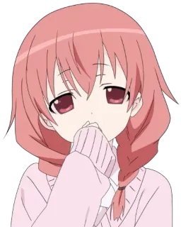 😌 anime, chica, pelo rosa, linda, dibujos animados telegram sticker