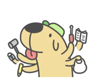 🎨 chien, dessin animé, animal, outil, mignon, drôle, personnage, illustration whatsapp sticker