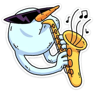 🎷 snowman, saxophone, music, cartoon, sunglasses, winter, jazz telegram sticker