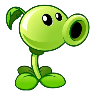 👮 Peashooter Plants vs. Zombies พืช, เกมยิง, สีเขียว, ถั่ว, การ์ตูน, เกม telegram sticker
