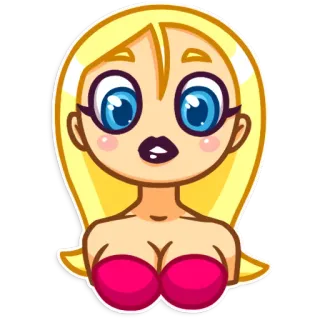 😮 woman, cartoon, girl, blonde, cleavage telegram sticker