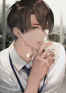 🚬 sigaretta, fumo, anime, manga, impiegato telegram sticker