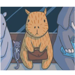 💼 animals, cartoon, capybara, rhino, elephant, cat, anthropomorphic telegram sticker
