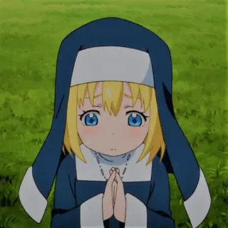 🙏 Iris Fire Force Anime, Fire Force, Iris, Religieuse, Mignon, Blond, Prière, Manga telegram sticker