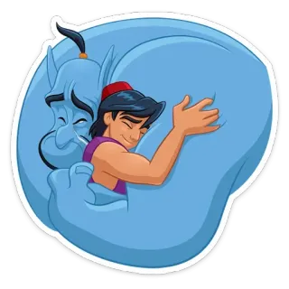 🤗 Aladdin อะลาดิน, ยักษ์จินนี่, ดิสนีย์, การ์ตูน, กอด, มิตรภาพ telegram sticker