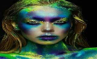 😍 Maquiagem, Beleza, Retrato, Mulher, Colorido, Pintura facial, Arte, Glamour whatsapp sticker