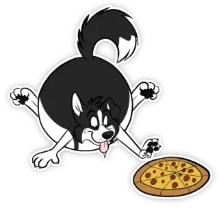 🍕 cachorro, pizza, desenho animado, animal, comida, fofo whatsapp sticker
