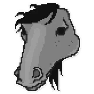 🐴 caballo, pixel art, animal, escala de grises whatsapp sticker