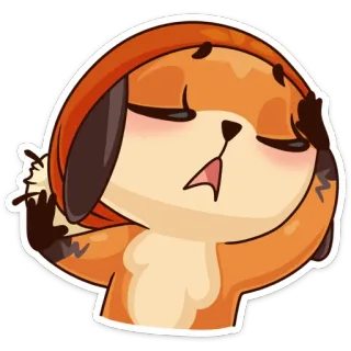 😑 animal, dog, fox, orange, cartoon, exhausted, tired, sleepy whatsapp sticker