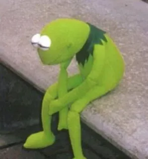 😐 Kermit Kermit the Frog, Muppets, sad, depressed, lonely, melancholy telegram sticker