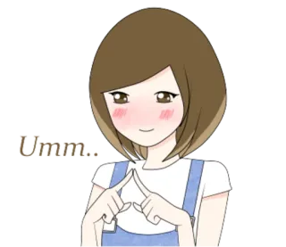☺️ Umm... Anime, Mignon, Embarrassé(e), Rougir, Fille telegram sticker