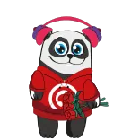 🌷 panda, headphones, rose, cartoon, animal, cute, sticker whatsapp sticker