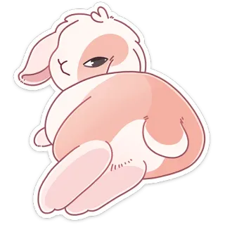 ☺️ coelho, animal, fofo, desenho animado, sonolento, rosa whatsapp sticker