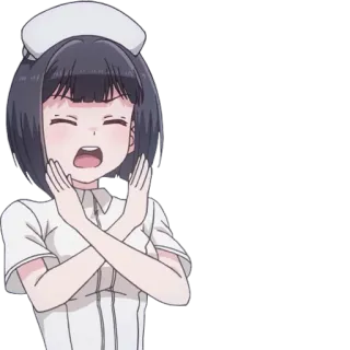 ❌ อนิเมะ, พยาบาล, ไม่, หยุด, ท่า X telegram sticker