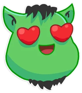 😍 モンスター, 緑, ハート目, アニメ, 愛, 可愛い telegram sticker