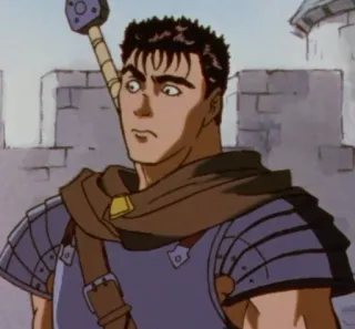 🤨 Guts Berserk anime, manga, sword, warrior, berserker telegram sticker