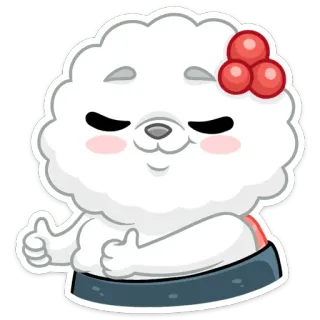 👍 милый, мультфильм, животное, каваий, палец вверх, стикер telegram sticker