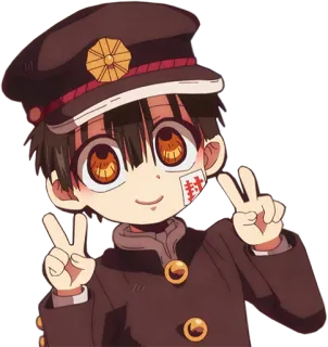 ✌️ Hanako-kun Toilet-bound Hanako-kun Animé, Manga, Fantôme, Signe de paix, Uniforme scolaire telegram sticker