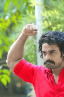 💪 hombre, músculo, brazo, flexionando, camisa roja, retrato telegram sticker