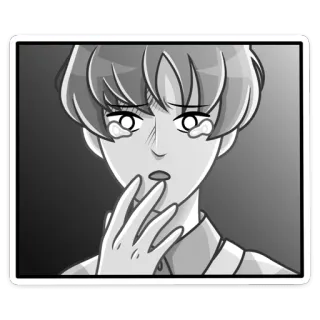 🫡 llorando, triste, molesto, anime, manga, dibujos animados, escala de grises, emoción telegram sticker