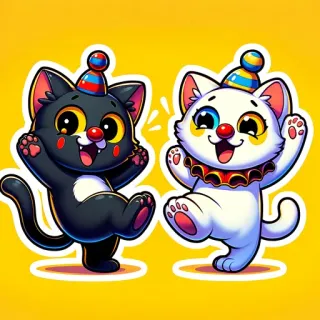 🤡 sticker, cat, animal, party, funny, cartoon, character telegram sticker