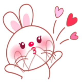 😘 rabbit, bunny, love, hearts, cute, kiss, animal whatsapp sticker
