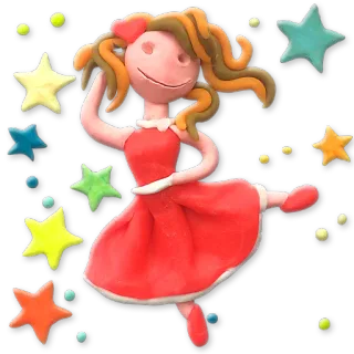 ♍ cartoon, animation, artwork, character, star, girl, dance, happy whatsapp sticker