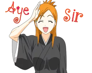 😄 Aye Sir anime, salute, orange hair, cartoon telegram sticker