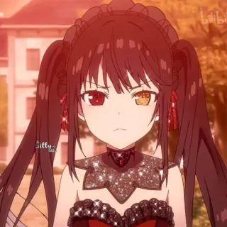 ✨ Kurumi Tokisaki Date A Live Anime, Fille, Personnage, Kurumi, Tokisaki, Date A Live, Rouge, Yeux telegram sticker