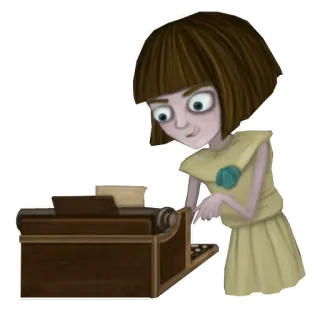 ⌨️ 소녀, 타자기, 글쓰기, 빈티지, 만화 telegram sticker
