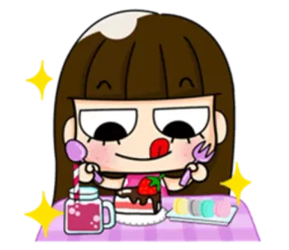 🍰 cartoon, food, dessert, cake, macarons, drink, cute, character whatsapp sticker