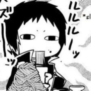 🍜 Akutagawa Ryunosuke Bungo Stray Dogs anime, manga, eating, noodle, BSD telegram sticker