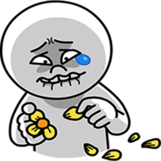 😢 Cartone animato, Triste, Fiore, Piangendo, Emozione, Personaggio bianco telegram sticker