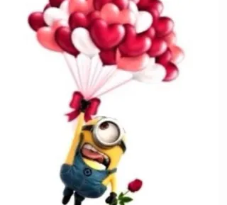 💐 Minion Minion, balões, coração, Dia dos Namorados, fofo, desenho animado whatsapp sticker