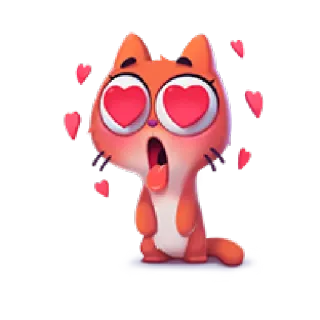 🐈 고양이, 하트 눈, 사랑, 만화, 동물, 귀여운, 스티커 telegram sticker