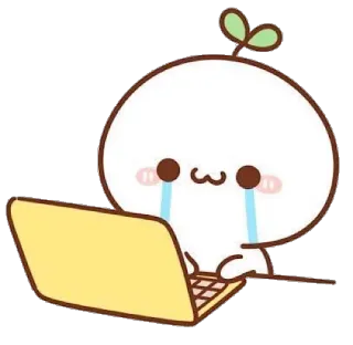😭 cartoon, crying, computer, laptop, sad, kawaii, sticker telegram sticker
