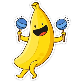 💃 Banane, Maracas, Obst, Musik, Cartoon telegram sticker