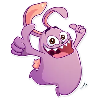 👍 cartoon, bunny, rabbit, animal, cute, happy whatsapp sticker