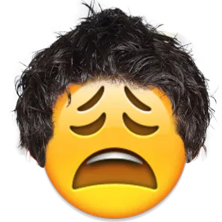 😩 emoji, sad, upset, crying, expression, hair telegram sticker