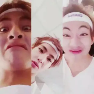 😐 V persona, uomo, primo piano, selfie, BTS, Kpop telegram sticker